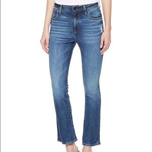 High rise kick flare blue jeans